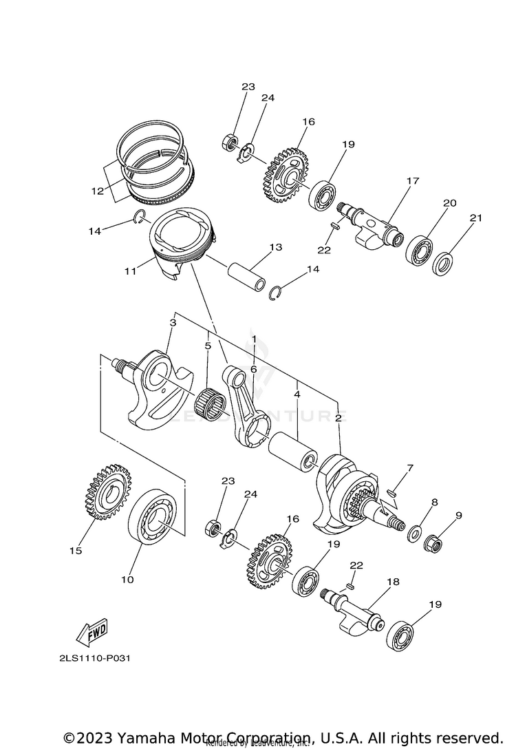 Crankshaft & Piston RAPTOR 700R SE CAL - YFM70RCCRB - 2024 Schematic