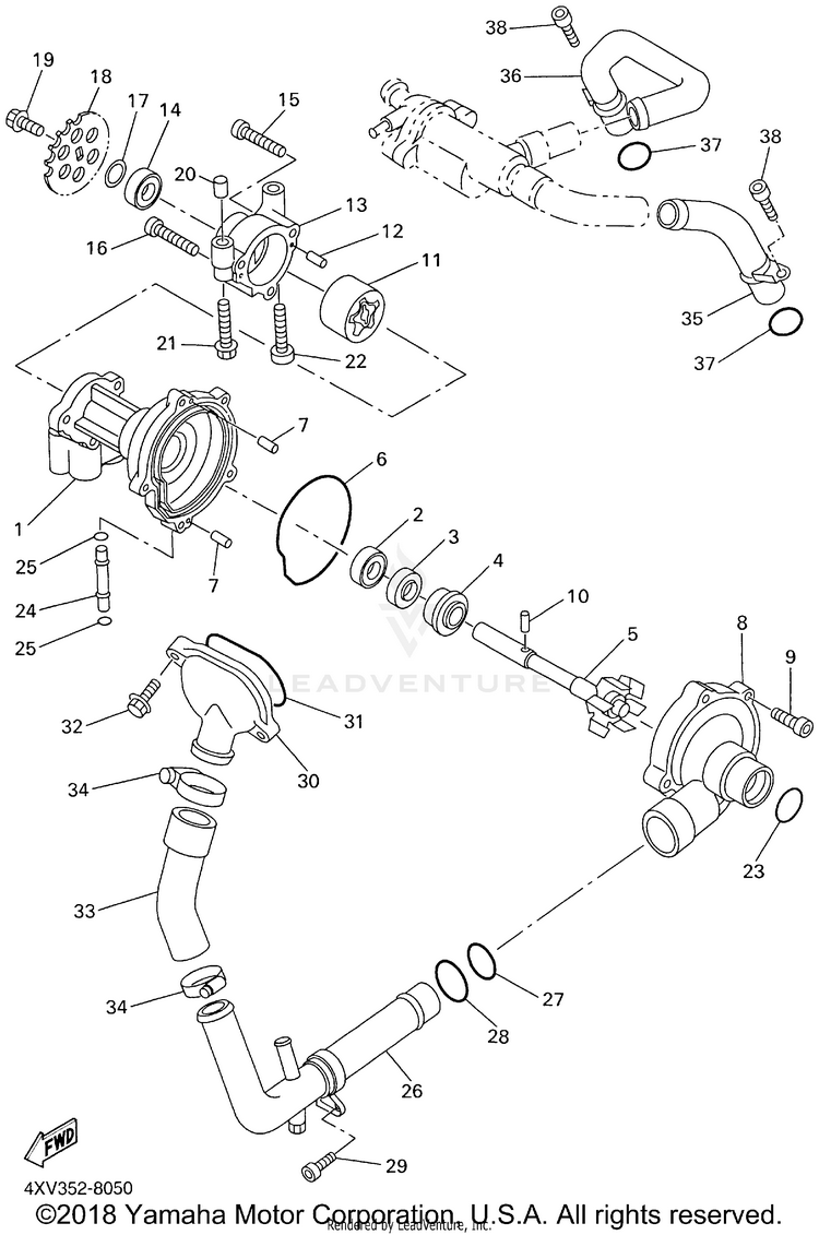 Water Pump YZFR1 - YZFR1SNC - 2001 Schematic