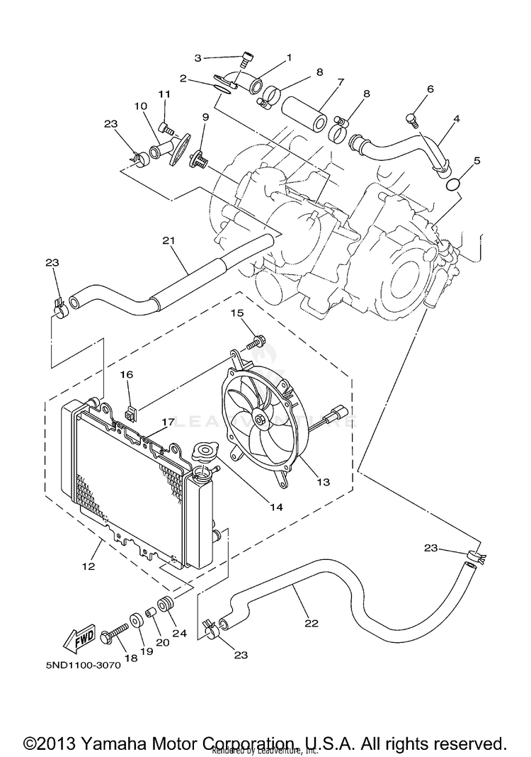 Radiator Hose KODIAK 400 4WD - YFM400FAR - 2003 Schematic