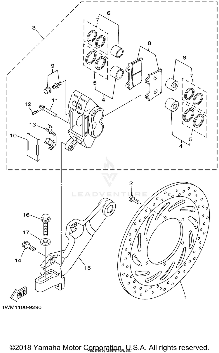 Rear Brake Caliper Schematic