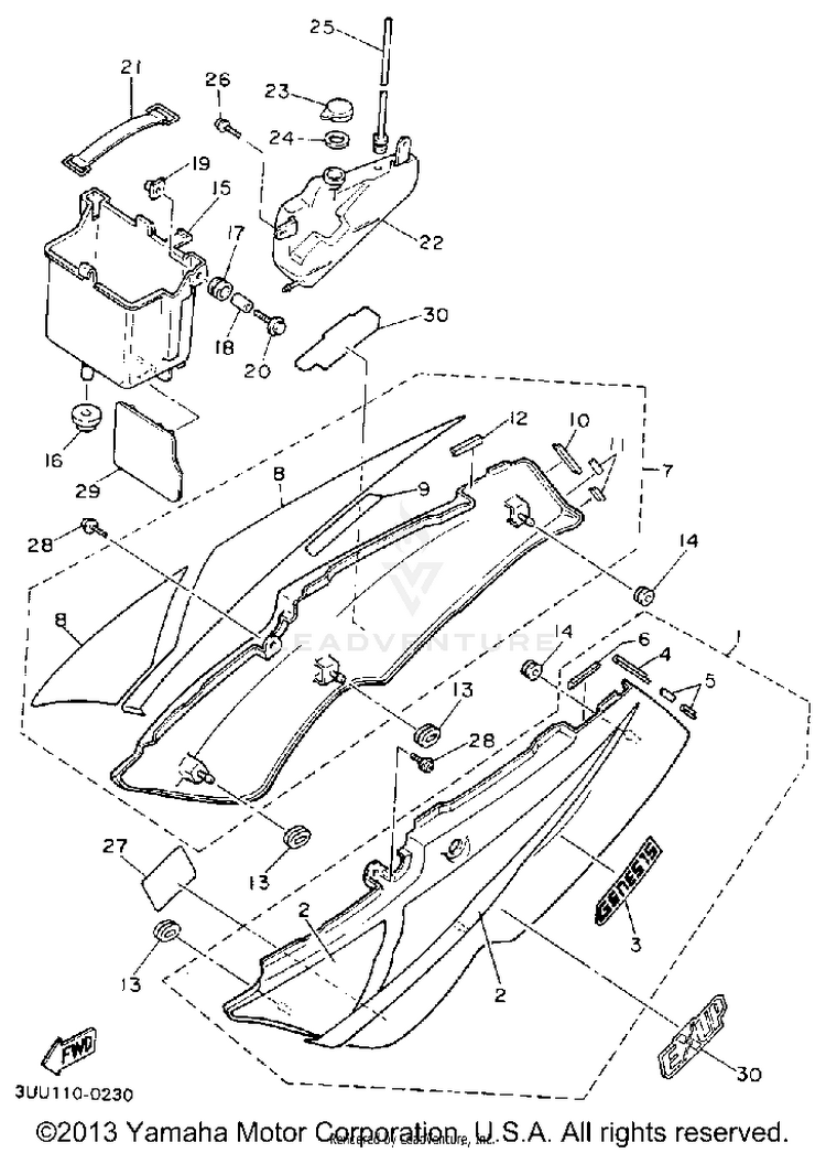 Side Cover FZR600RAC - 1990 Schematic