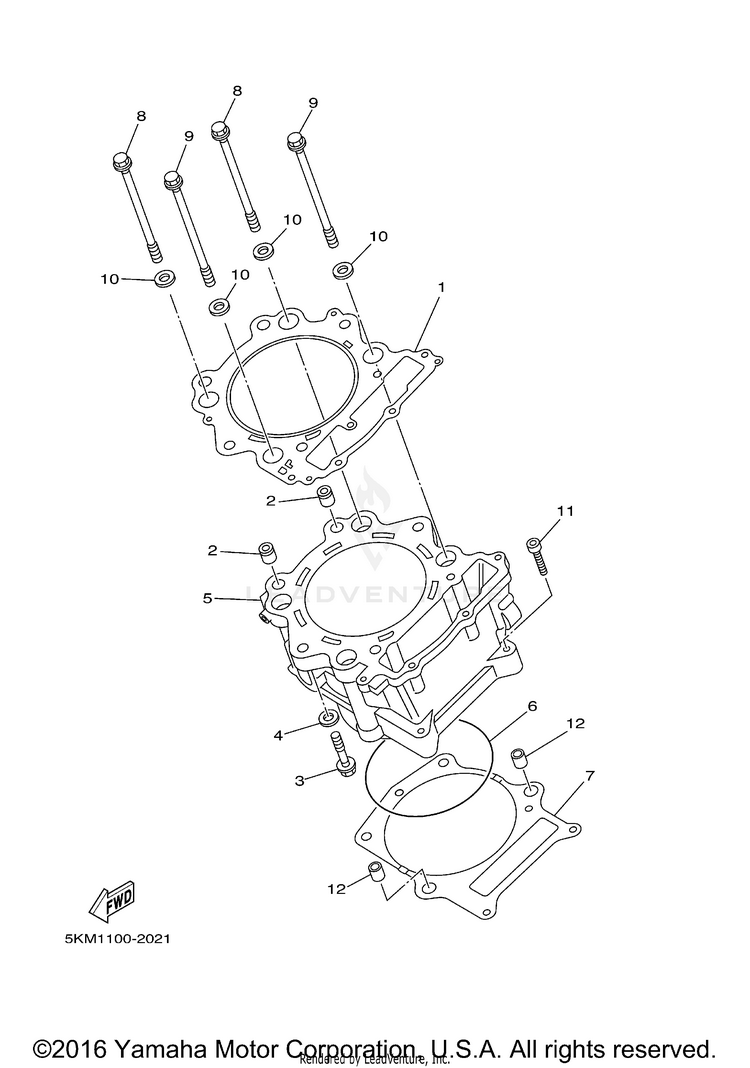 Cylinder GRIZZLY 660 - YFM66FAT - 2005 Schematic