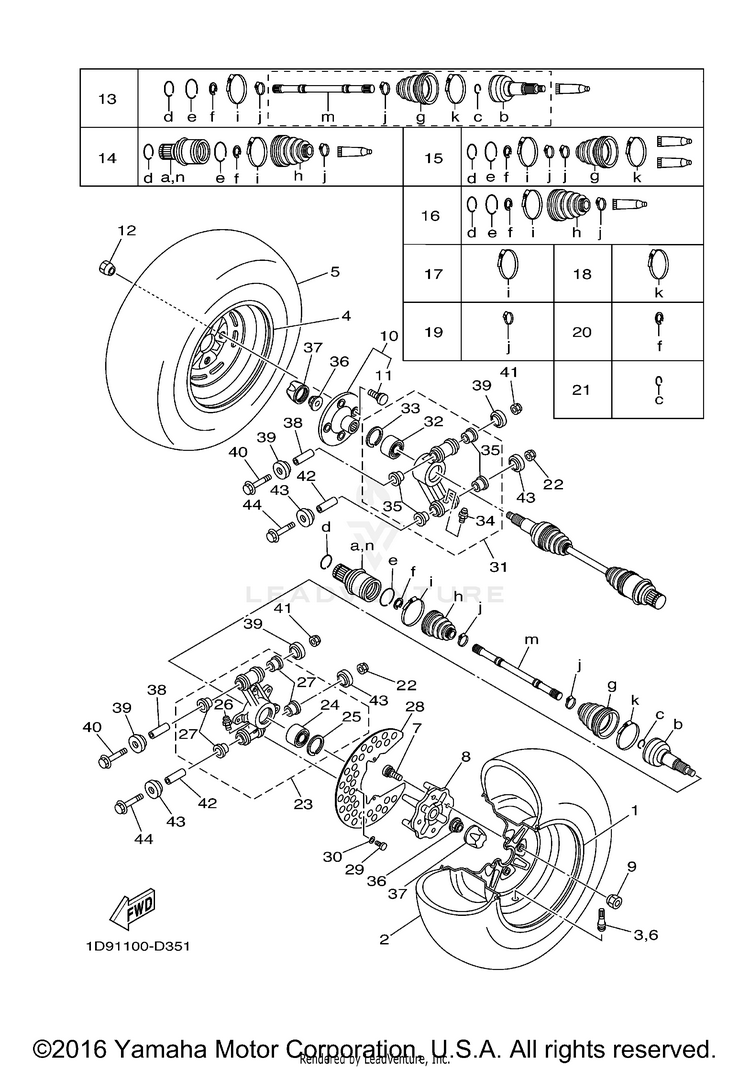 Rear Wheel KODIAK 450 4WD BLACK-CARBON - YFM45FASET - 2005 Schematic
