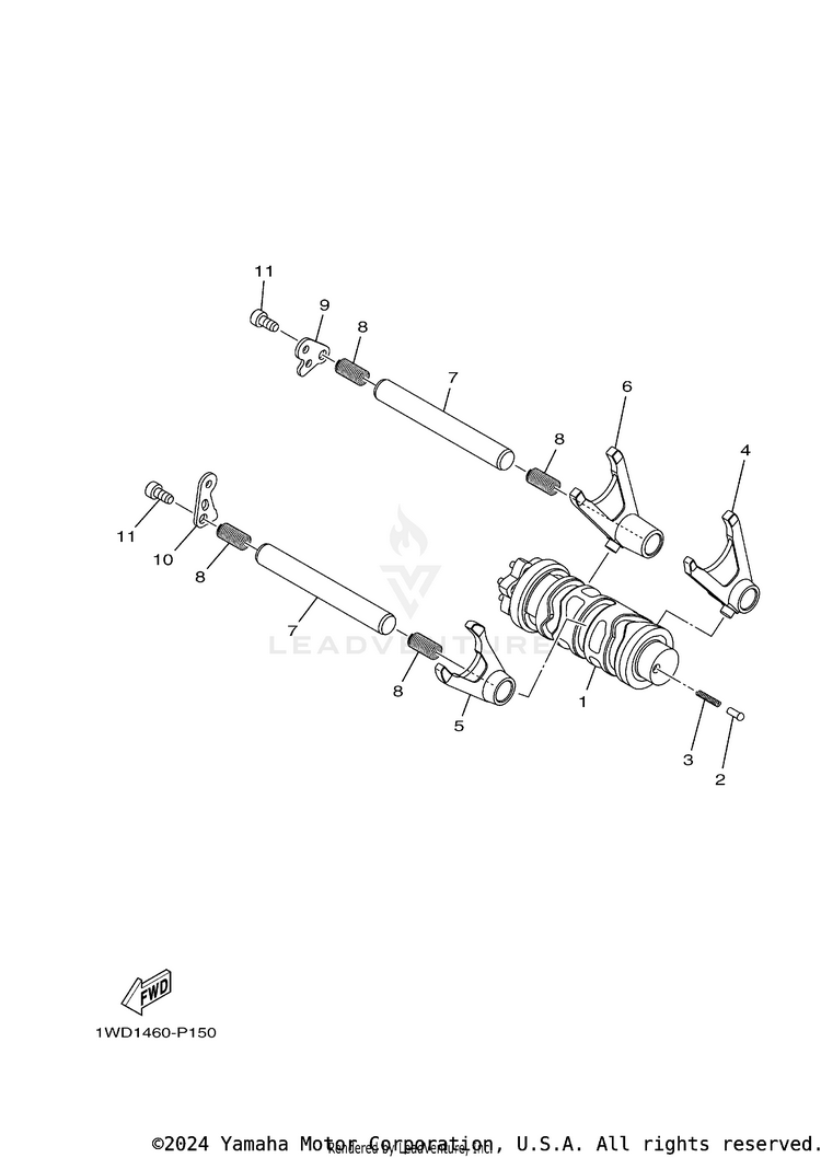 Shift Cam & Fork YZFR3 - YZFR3LL - 2020 Schematic