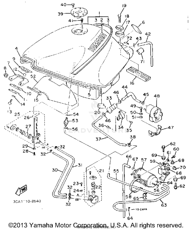 Fuel Tank California Model Only Schematic