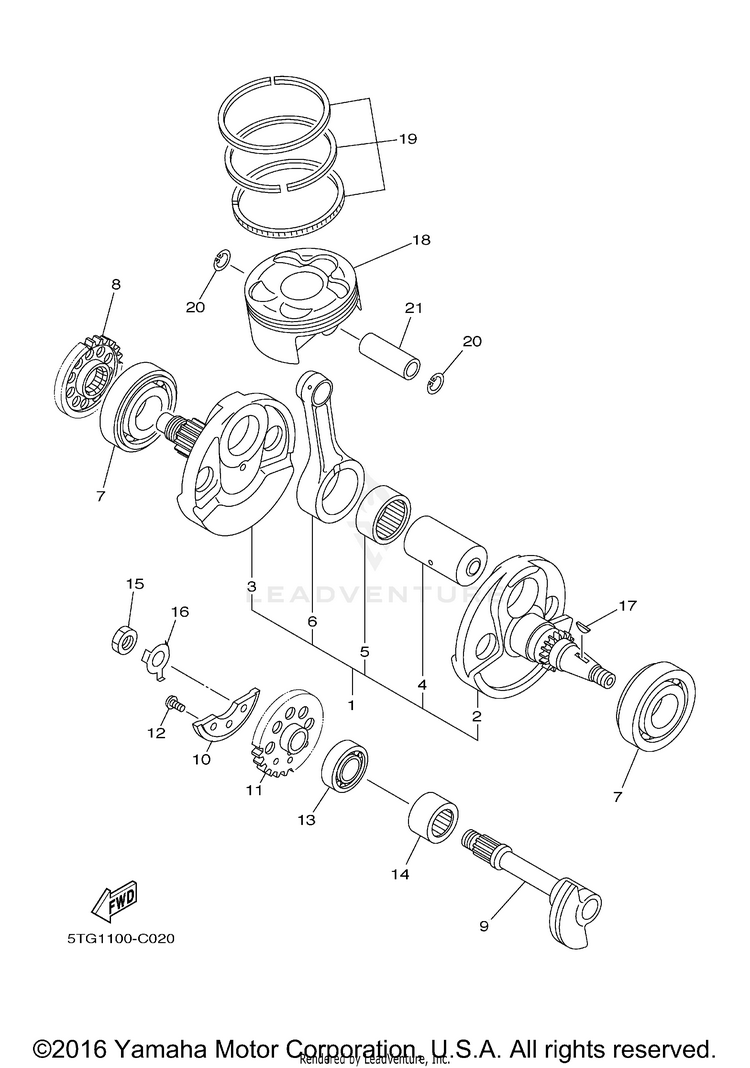 Crankshaft Piston YFZ450 - YFZ450S - 2004 Schematic