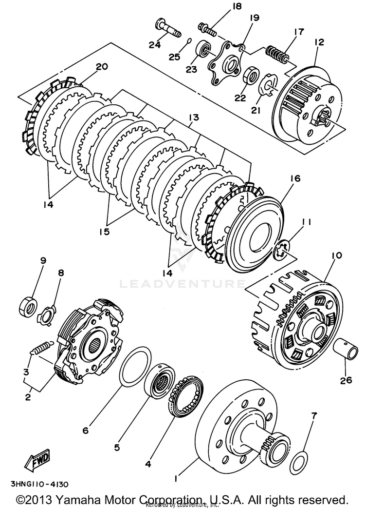 Clutch BIG BEAR 4WD (ME & NH Only) - YFM350FWF_MNH - 1994 Schematic