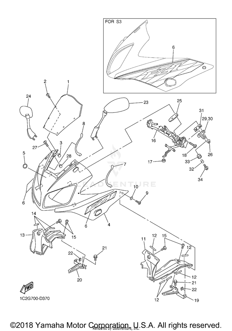 Cowling 1 FZ1 - FZS1TC - 2005 Schematic