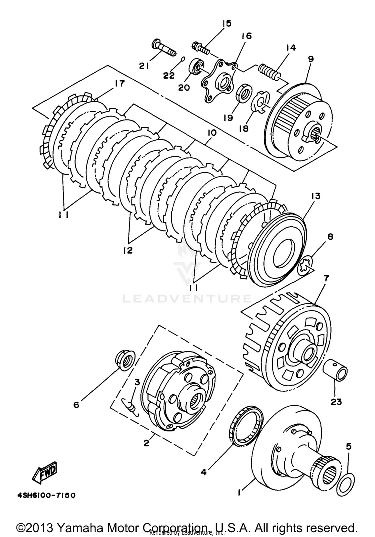 Clutch KODIAK 4WD - YFM400FWJ - 1997 Schematic