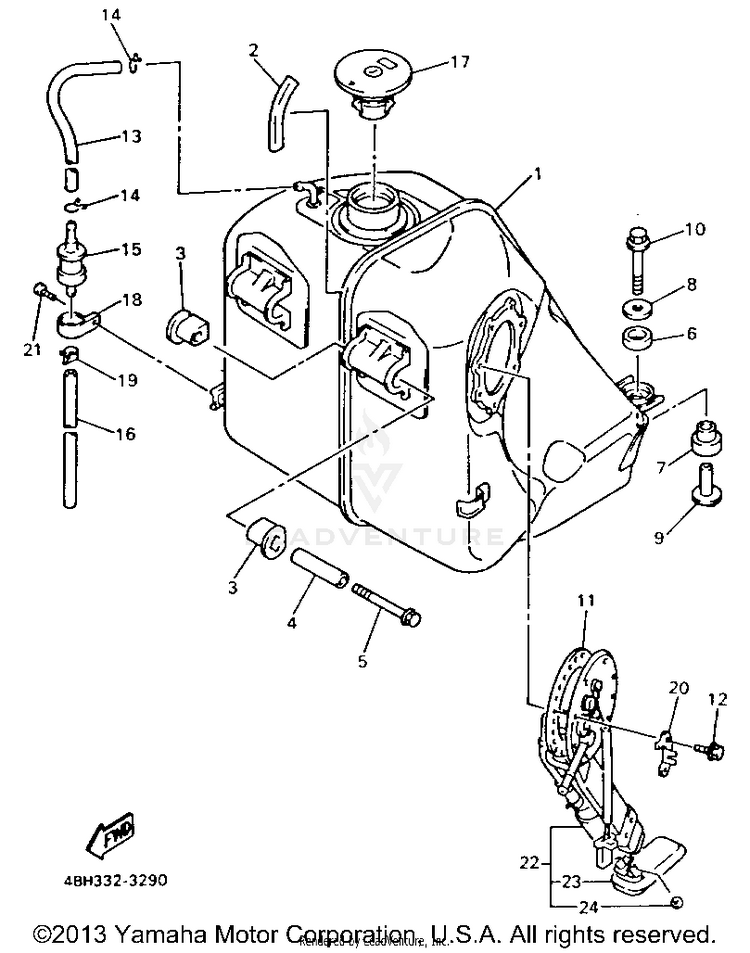 Fuel Tank Non California Model Schematic