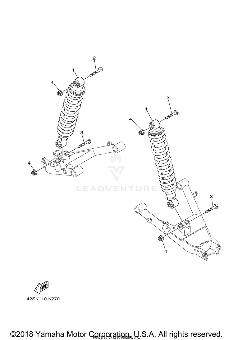 Rear Suspension 700 HUNTER 1RBJ - YXR7FHD - 2013 Schematic