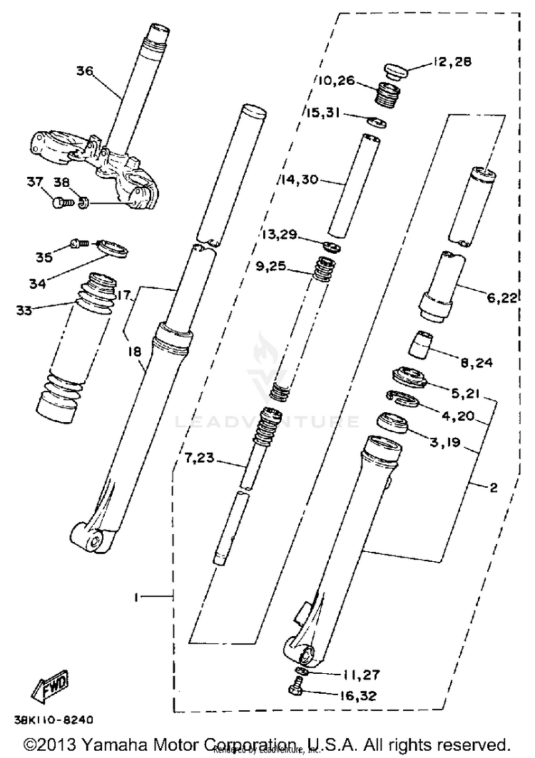 Front Fork DT50L - 1988 Schematic
