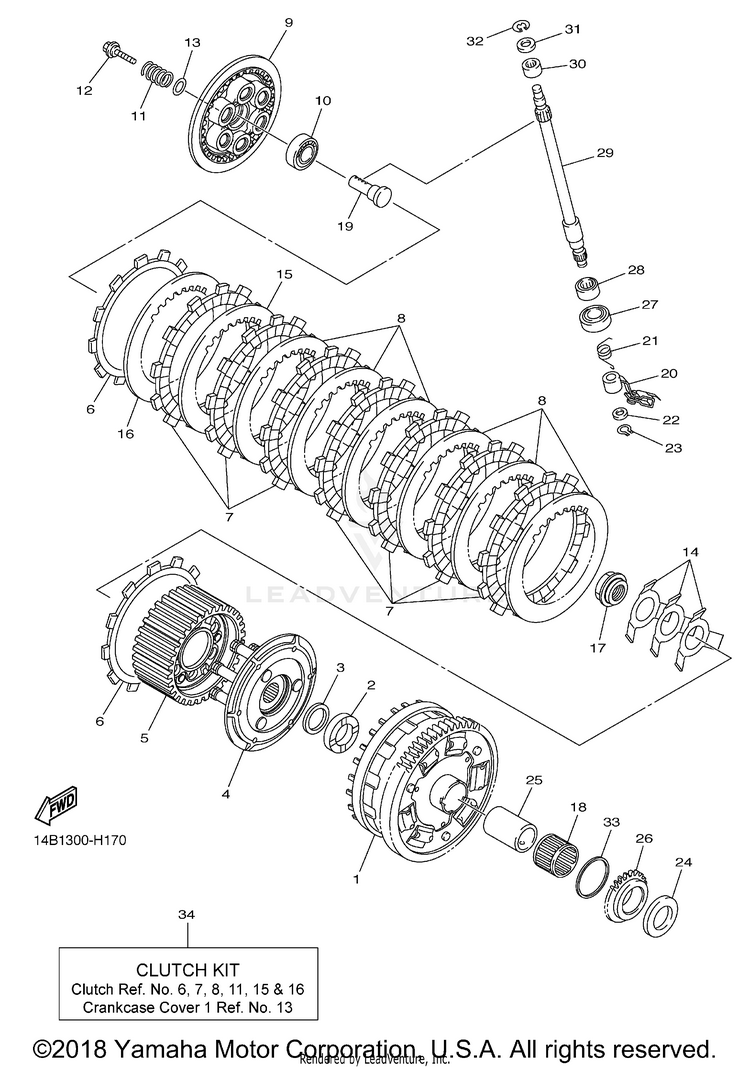 Clutch YZFR1 - YZFR1DCG - 2013 Schematic