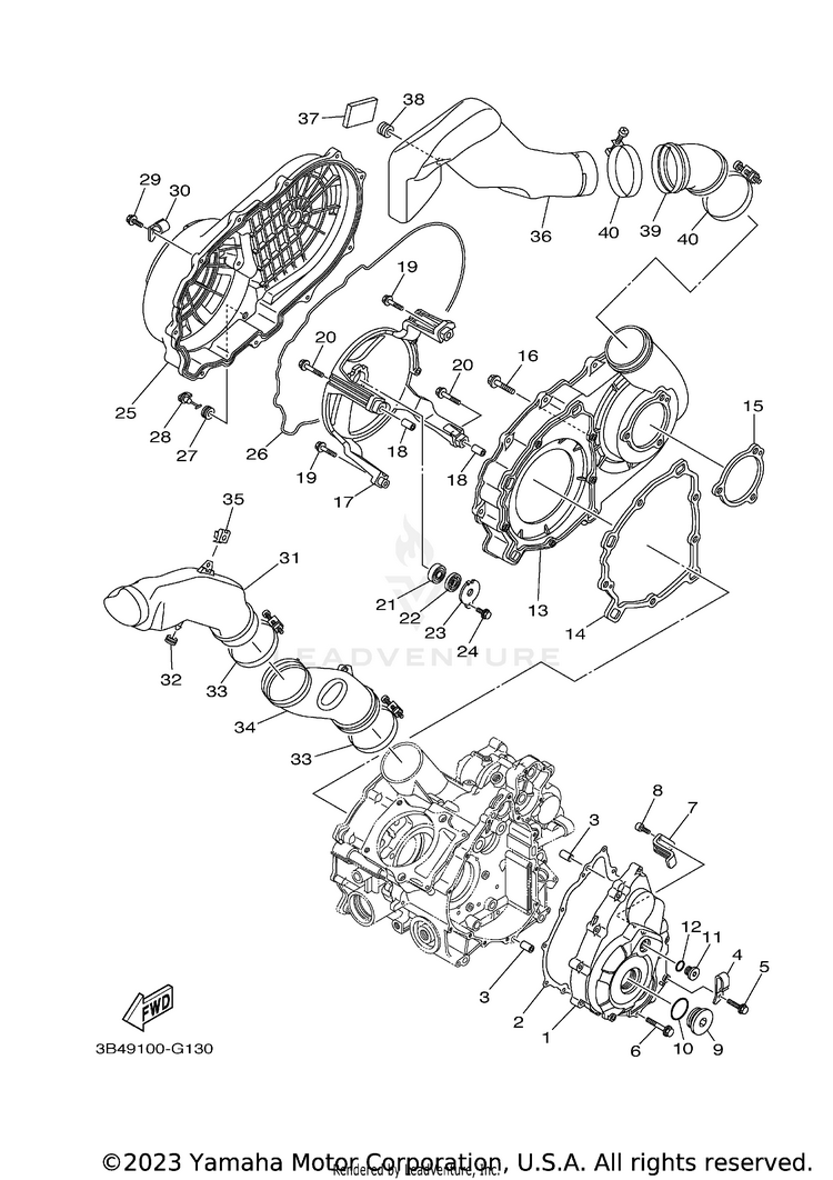 Crankcase Cover 1 GRIZZLY 700 - YFM7FGXGR - 2008 Schematic