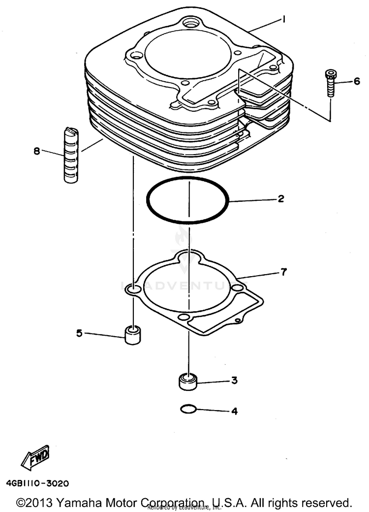 Cylinder KODIAK 4WD - YFM400FWF - 1994 Schematic