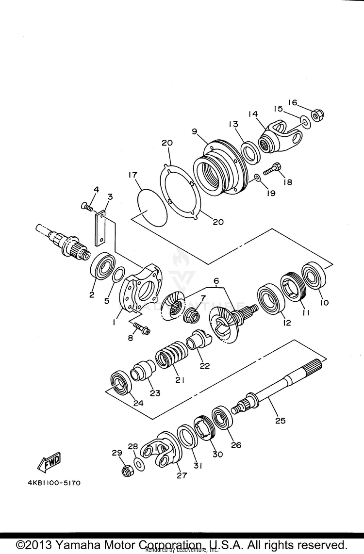 Middle Drive Gear WOLVERINE 4WD - YFM350FXH_ - 1996 Schematic