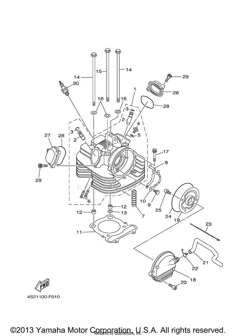Cylinder Head GRIZZLY 350 4WD (BLACK METALLIC J) - YFM35FGYB - 2009 Schematic