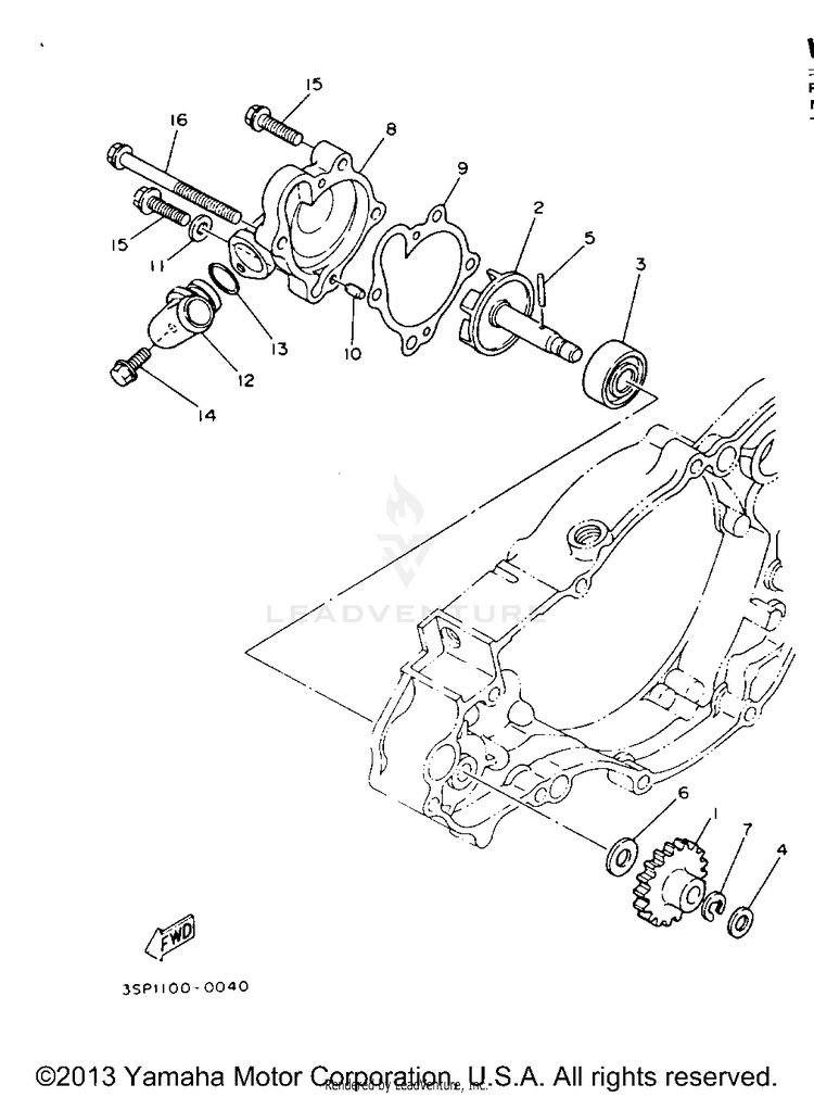 Water Pump YZ250E - 1993 Schematic