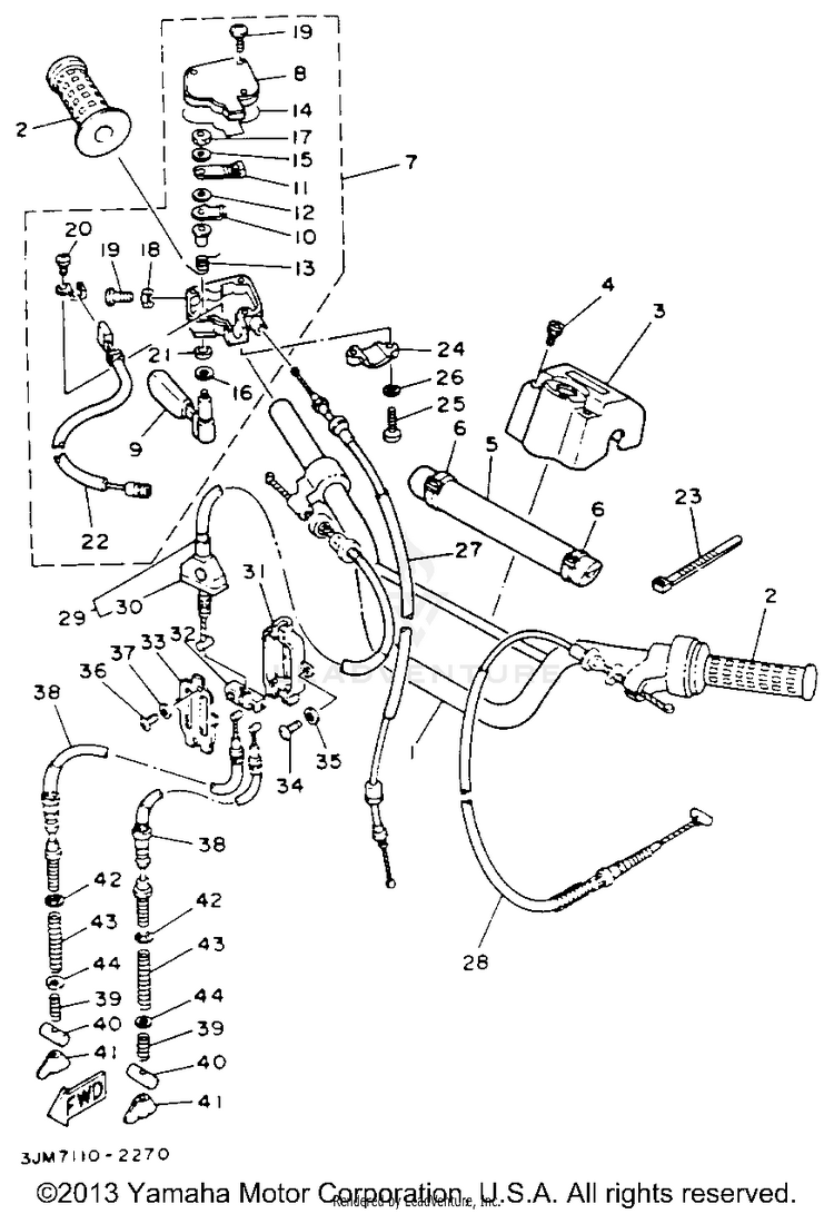 Handlebar Cable BLASTER - YFS200E_MN - 1993 Schematic