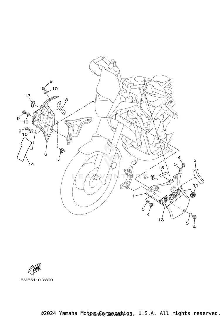 Cowling 2 TENERE 700 - XTZ7RB - 2024 Schematic