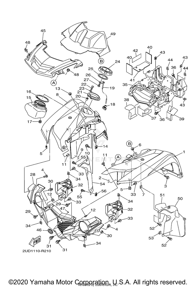 Front Fender GRIZZLY EPS 4WD SE - YFM70GPSKB - 2019 Schematic