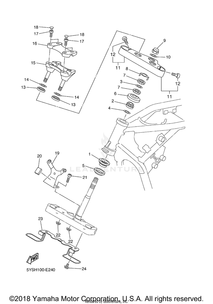 Steering V STAR 1100 SILVERADO - XVS11ATXCB - 2008 Schematic