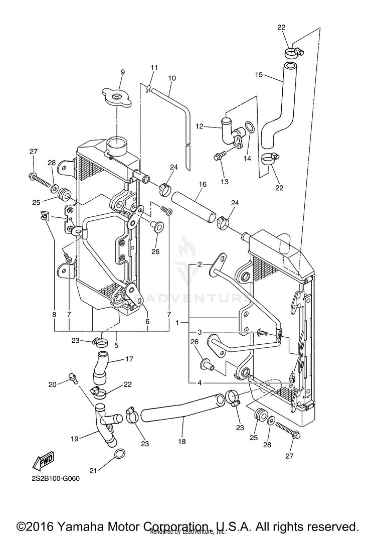 Radiator Hose YZ450F - YZ450FX - 2008 Schematic
