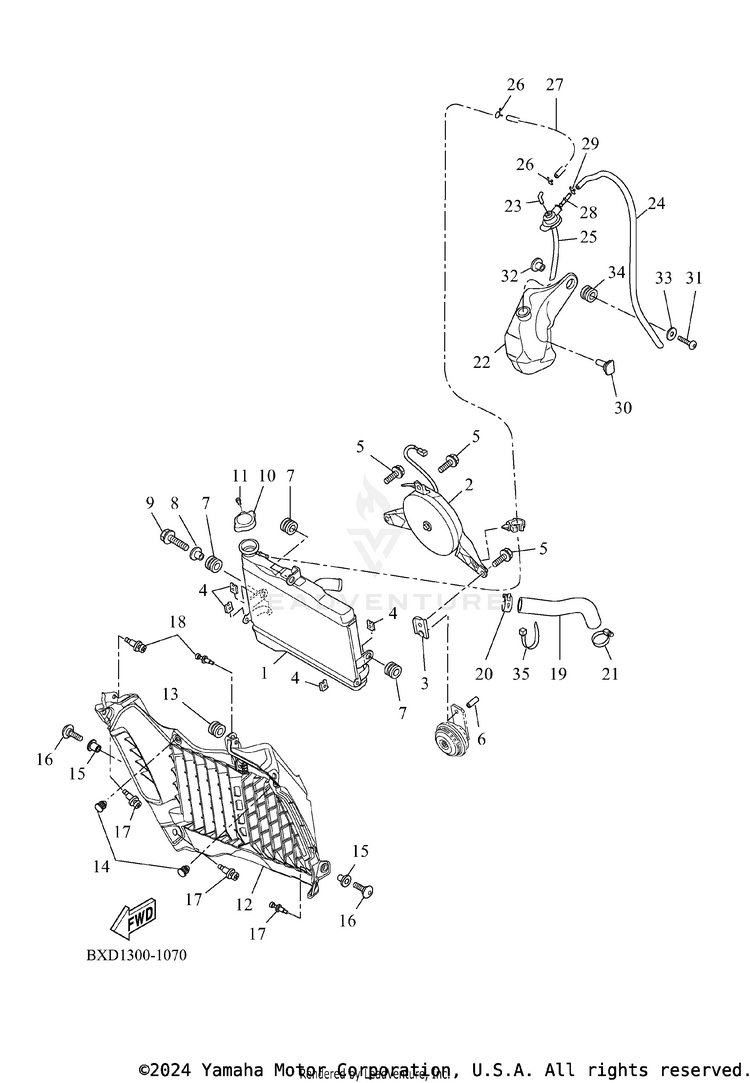 Radiator & Hose TENERE 700 WORLD RAI - XTZ7WRTCB - 2026 Schematic