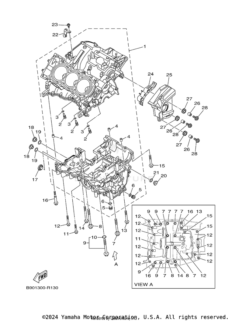 Crankcase XSR900 60TH ANNIVERS - XSR900GCY - 2016 Schematic