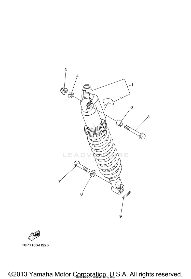Rear Suspension YFZ450R (BLUISH WHITE SOLID 1) - YFZ450RYW - 2009 Schematic
