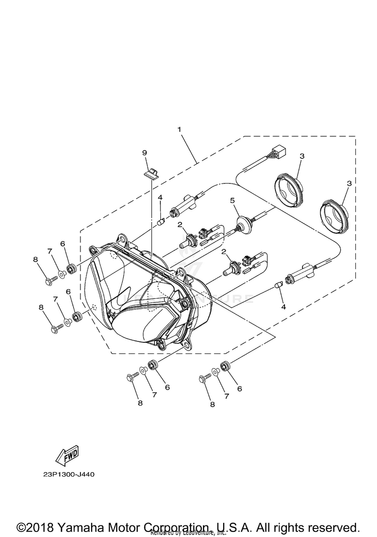 Headlight SUPER TENERE - XTZ12HCL - 2017 Schematic