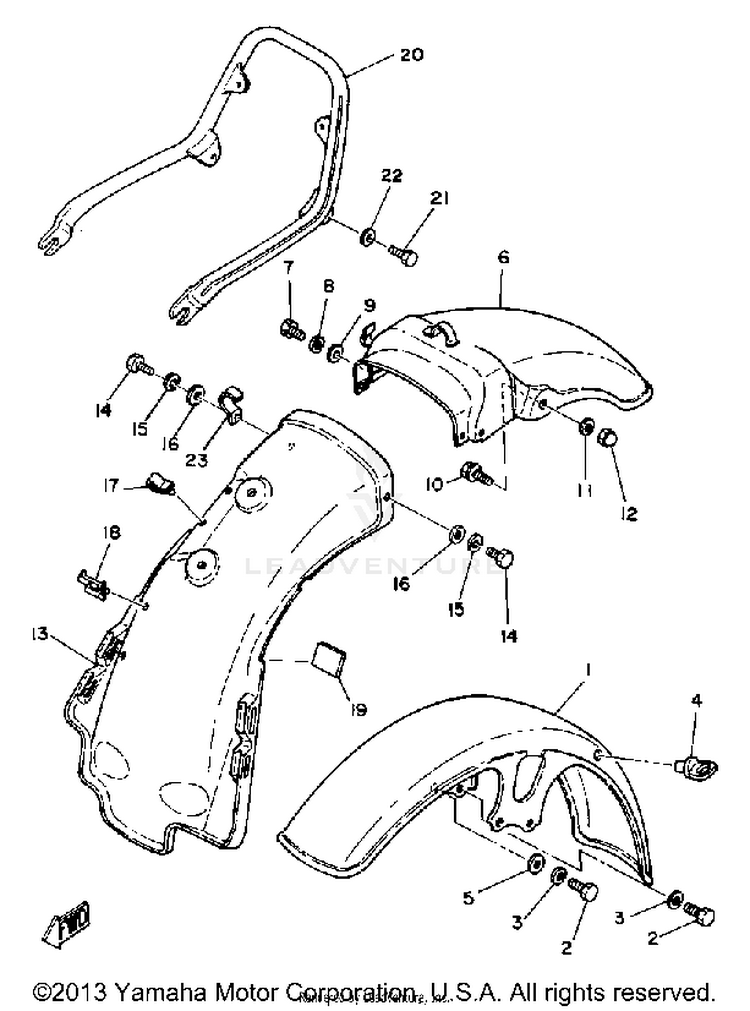 Front Fender Rear Fender XS1100SG - 1980 Schematic