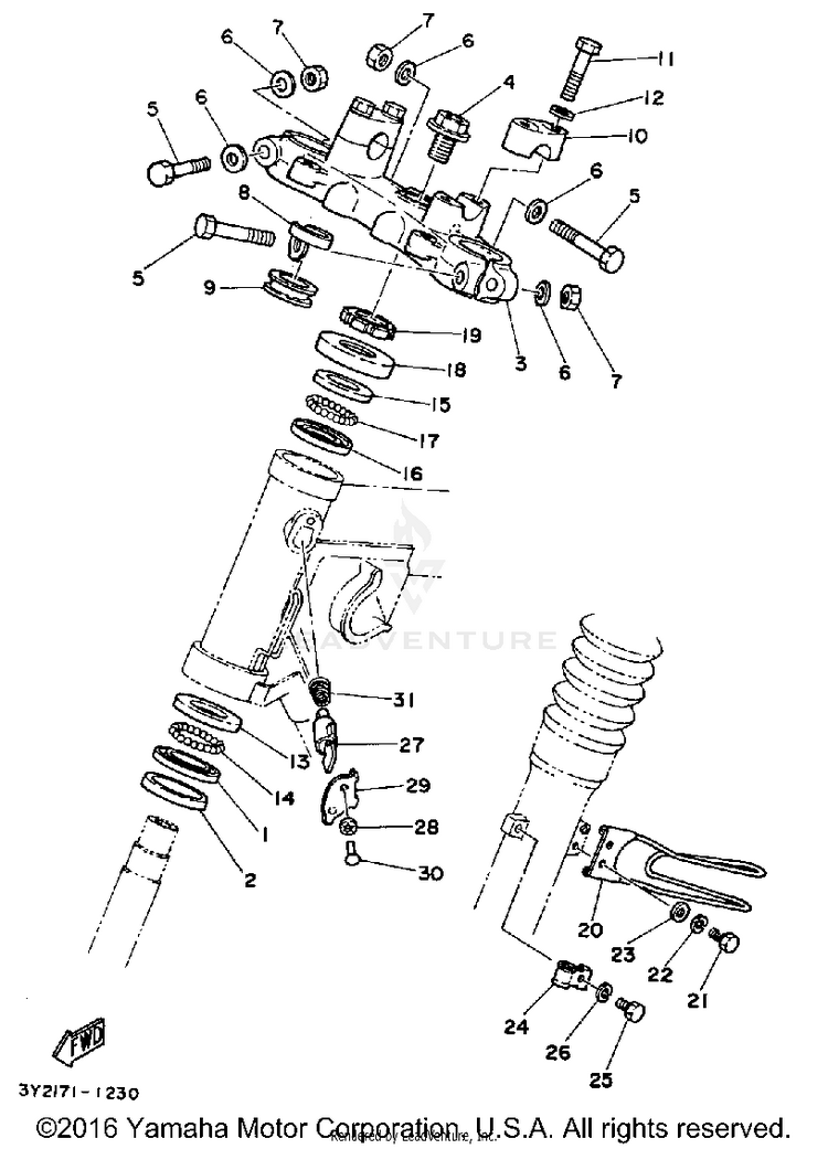 Steering XT250 - XT250H_198 - 1981 Schematic