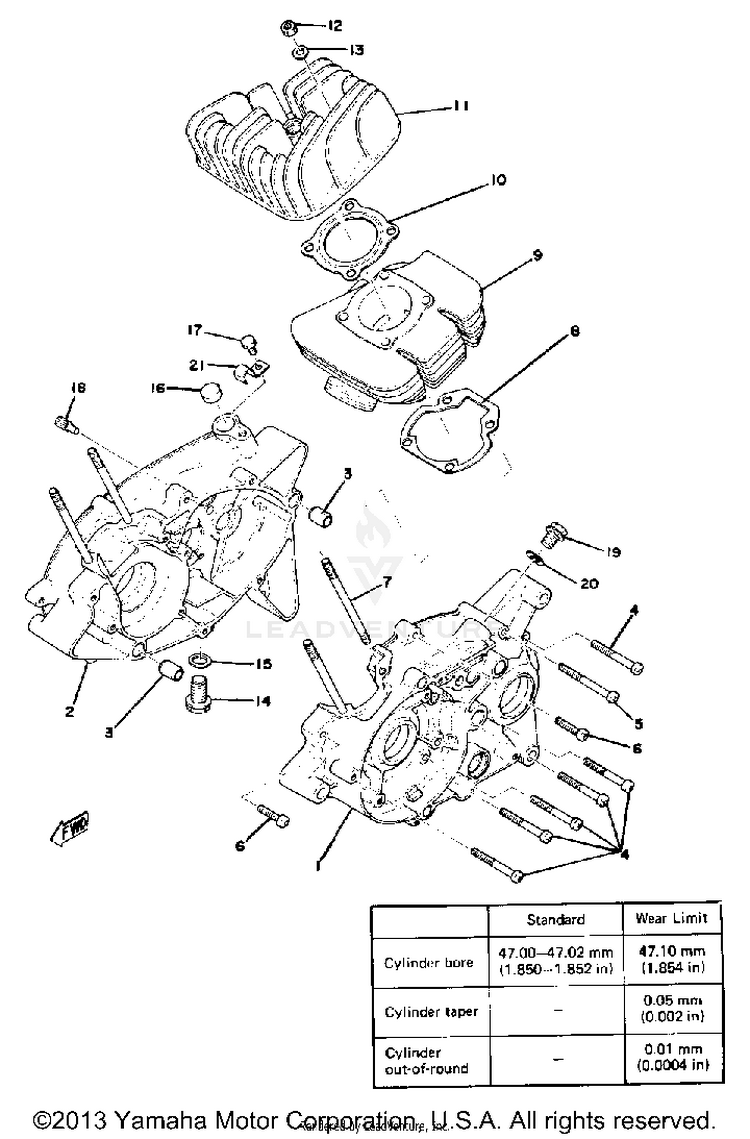 Crankcase - Cylinder GTMXE - 1978 Schematic