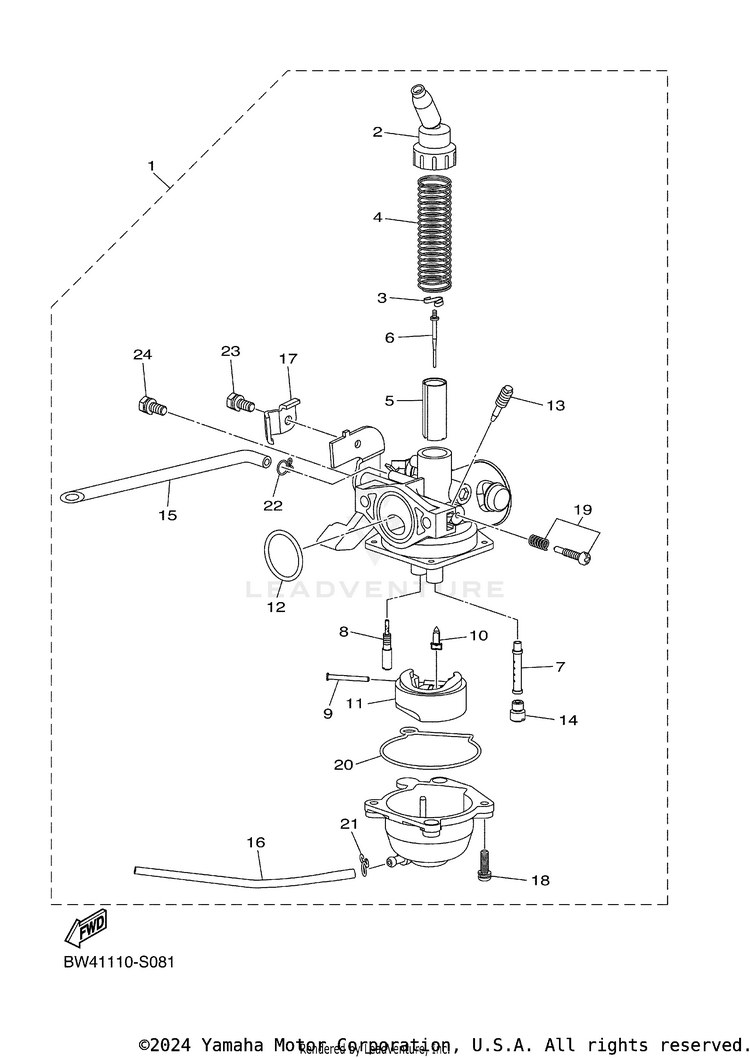 Carburetor YFZ50 - YFZ05YYXKL - 2019 Schematic