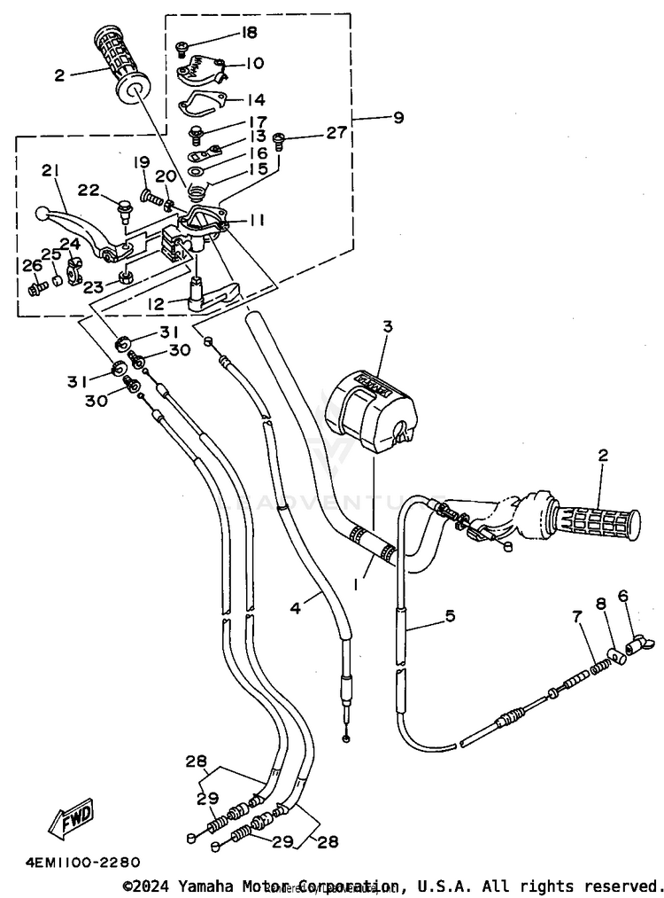 Steering Handle - Cable Schematic