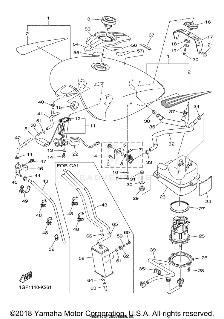 Fuel Tank STRYKER - XVS13CBCO - 2012 Schematic