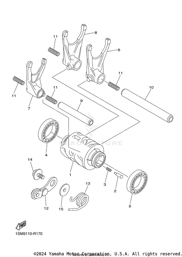 Shift Cam Fork YZ250F - YZ250FGL - 2016 Schematic