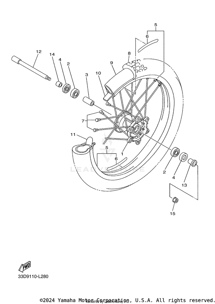 Front Wheel YZ250FB - YZ250FBL - 2012 Schematic