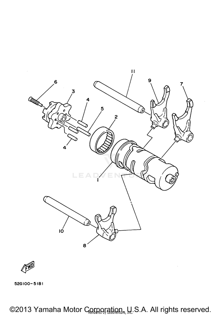 Shift Cam Fork BIG BEAR 250 - YFM25BYB - 2009 Schematic