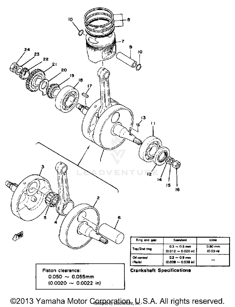 Crankshaft - Piston XT500E - 1978 Schematic