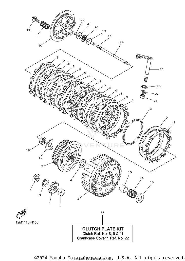 Clutch YZ250F - YZ250FGL - 2016 Schematic