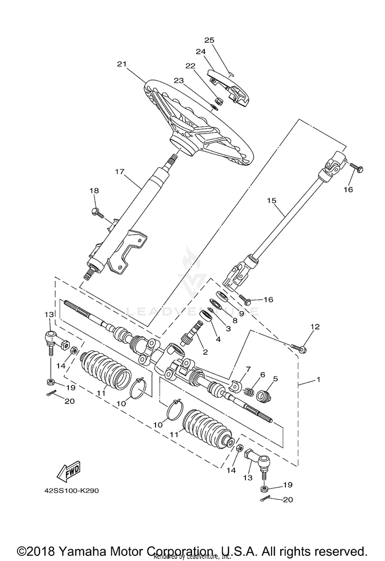 Steering RHINO 700 SPORT EDIT - YXR7FSPB - 2012 Schematic