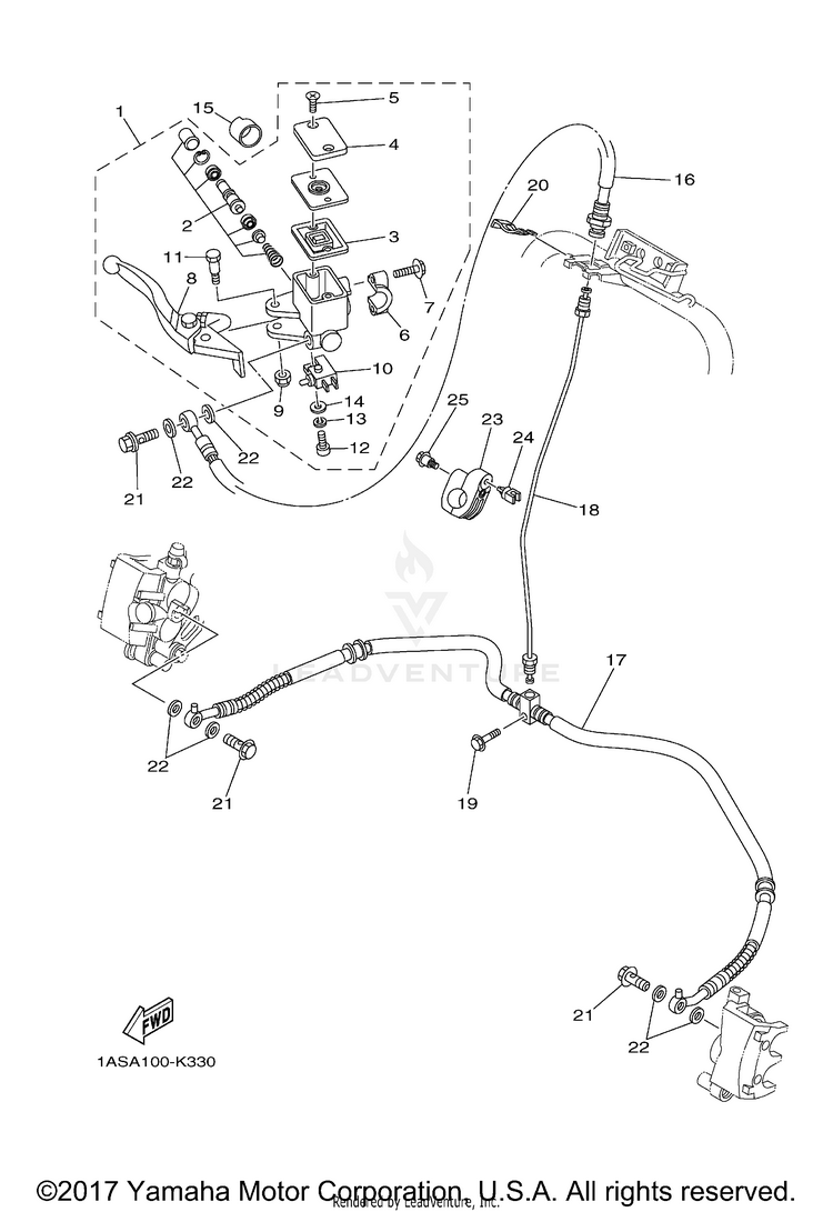 Front Master Cylinder RAPTOR 700R - YFM70RSXJL - 2018 Schematic