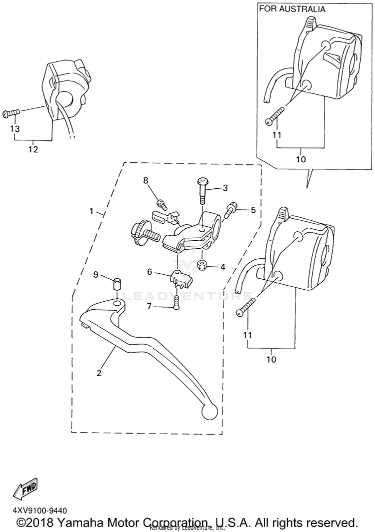 Handle Switch Lever YZFR1 - YZFR1SNC - 2001 Schematic
