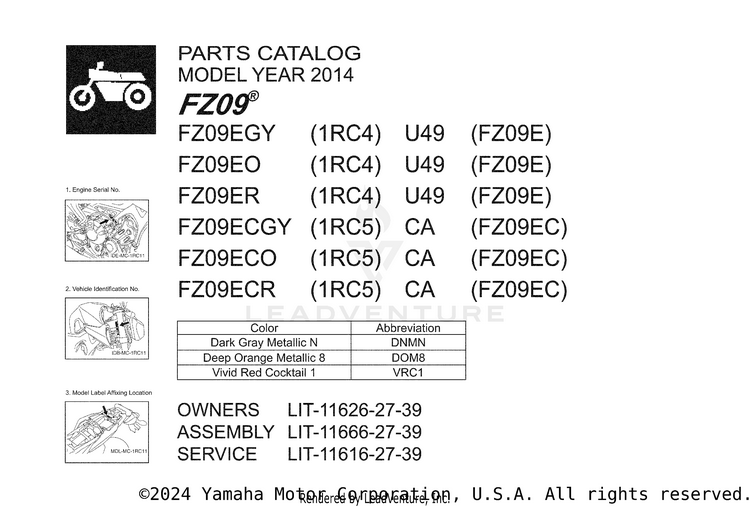 1 Title Page FZ09 CA - FZ09ECGY - 2014 Schematic