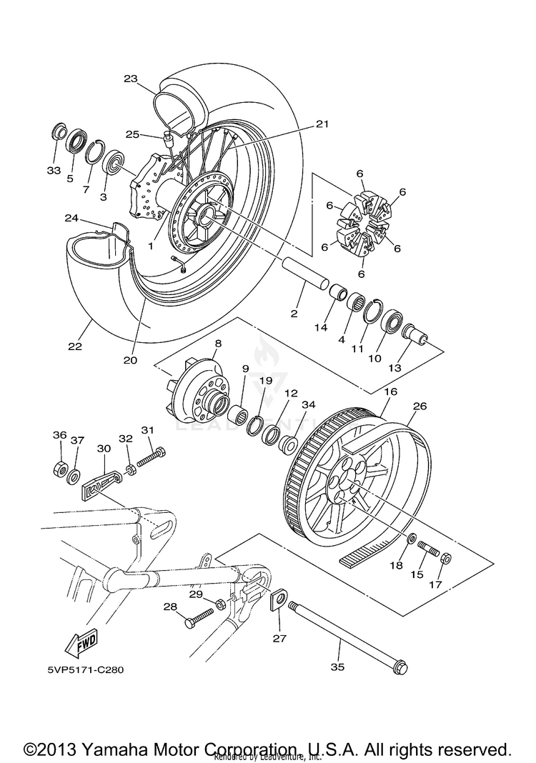 Rear Wheel ROAD STAR SPOKE CA - XV17AVC - 2006 Schematic
