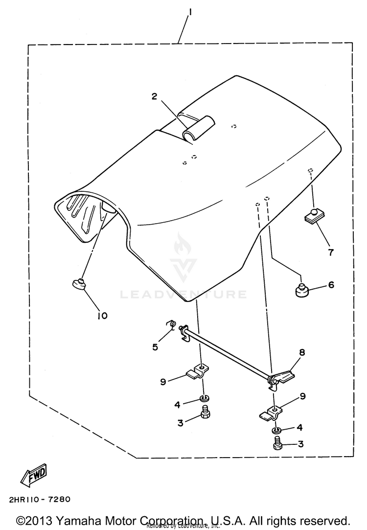 Seat BIG BEAR 4WD - YFM350FWH - 1996 Schematic