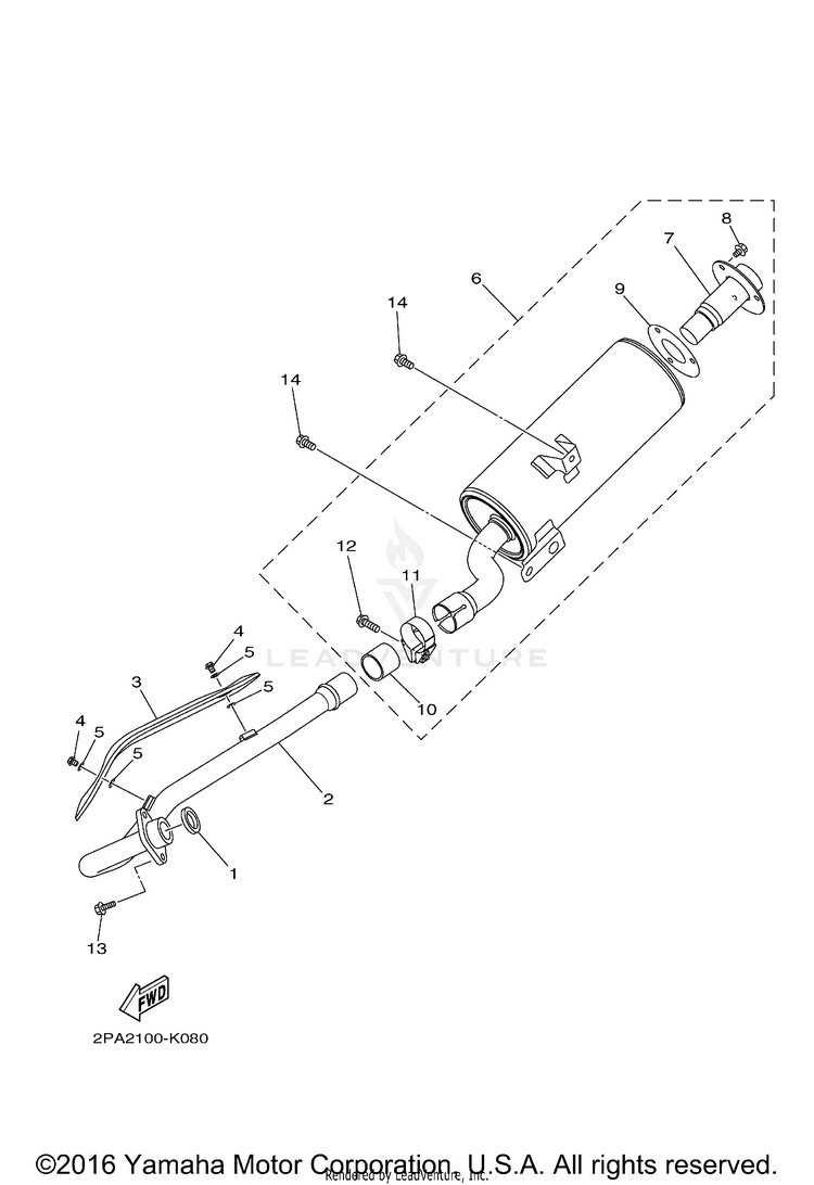 Exhaust RAPTOR 125 - YFM125RBL - 2012 Schematic