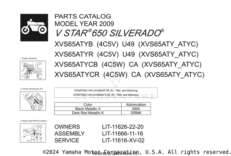 1 Title Page V STAR 650 SILVERADO - XVS65ATYCB - 2009 Schematic